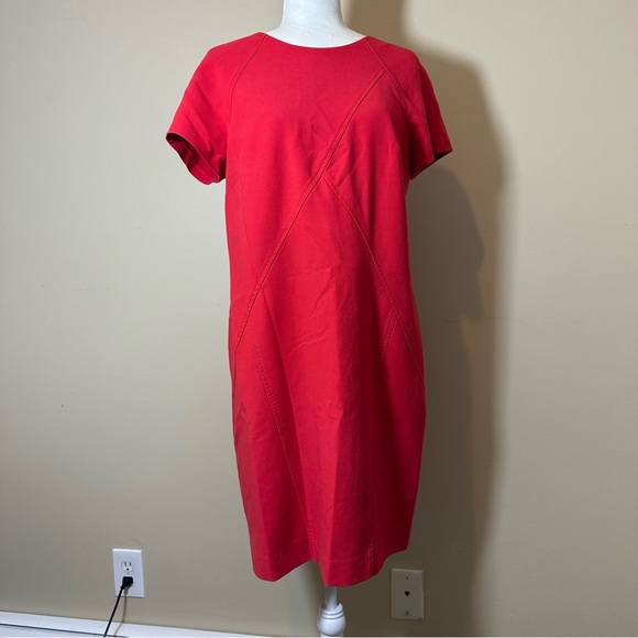Shoshanna Dresses & Skirts - Shoshanna Very Flattering Red Sheath Dress with Seam Details - Size 12